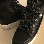 Madden Girl  women black leather platform wedge Negan sneakers US 7 Photo 0