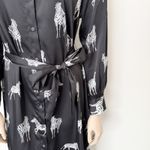 ZARA [] Black Zebra Novelty Print Belted Shirt Dress Midi Blogger Fave Sz Large L Photo 9