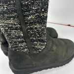 UGG  Australia Classic Short Sparkles Black Gold Sequin Knit Boots - Size 10 Photo 4