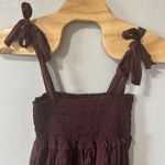 Urban Outfitters NEW  Smocked Tie Strap Pleated Baby Doll Brown Dress Size‎ Large Photo 1