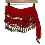 Belly Dancing Coin Skirt Wrap skirt fairy Boho Rave Red Photo 1