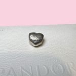 Pandora 925 Silver - Vintage Shiny Mom Love Heart Bead Slide charm Pendant Photo 1