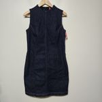 Spanx Womens Stretch Denim Seamed Shift Dress Blue Zip Pockets Sz M NWT Photo 2