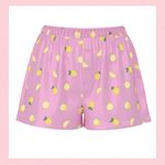 PINK - Victoria's Secret PINK Victoria’s Secret Silky Boxy Pajama Shorts Pink Lemons Size LARGE Photo 5