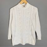 Nordstrom Vintage Sweater Women White Cable Knit Long Sleeve Size XS 100% Cotton Photo 1
