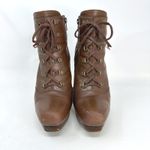 Stuart Weitzman Platform Lace Up Leather Booties Brown Size 37 Photo 1