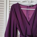 SheIn New Womens Sexy Plunge Wrap Dress with Tie Belt Purple Eggplant Size 1X Photo 3