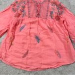 Johnny Was  Workshop Women’s Embroidered Bereginia V-Neck Blouse Boho in Coral S Photo 5