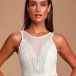 LULUS Promise Antique‎ White Lace Skater Mini Dress Size Medium Photo 1