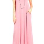 MILAN KISS Women's Sleeveless Maxi Dress with Pockets Dusty Pink M Black Size M Photo 0