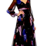 Mac Duggal NWT 67872 Black Chiffon BishopSleeve Floral Print Gown Sz 6 $598 Photo 0