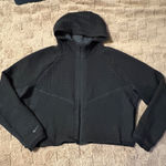 Nike EXCELLENT Black Quilted Full-Zip Cropped Hoodie Jacket Size M Medium Photo 0