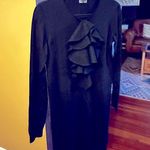 Fendi Black ruffle front wool sweater dress sz S IT 42 best on 6 Photo 4