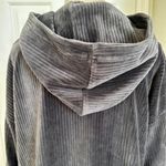 Aerie Corduroy Groove-On Velour Hoodie Sweatshirt Gray Long Sleeve Pullover Photo 4