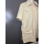Vintage Devon Jacket Womens 16 Ivory Belted Safari Double Knit Short Sleeve 70s Tan Photo 2
