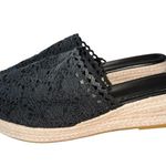 Women’s Espadrille Summer Wedge Slip On Crochet Size 10 Black 2” Wedge Boho New Photo 1