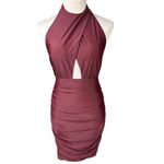 Tiger Mist NWT  Women's Halter Backless Ruched Bodycon Dress Purple M Cocktail Photo 2