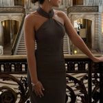 Ronny Kobo Lenox Halter Neckline Gown Brown Photo 5