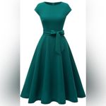 NEW Teal Cocktail Sleeveless Career Modest Midi Dress L NO BELT Blue Size L Photo 4