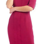 LDT Quiet Luxury 3/4 Sleeve Sheath Dress Size 0 Pink Fuschia Career Barbie Event Photo 0