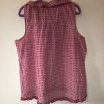 Gap Blouse Pink & Cream Patterned Sleeveless Ruffle Bow Blouse Sz XXL EUC Photo 11