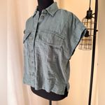 Madewell Top Womens XXS Green Button Up Preppy Casual Pockets Sleeveless Photo 2