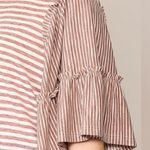 GiGiO Striped Wide Bell Sleeve Cottagecore Prairie Blouse White Photo 1