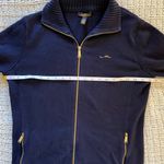 Lauren Ralph Lauren Navy Blue Gold ZipUp Mock Neck Ribbed Sweater Cardigan Large Photo 5
