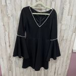 Lulus  Romantic Intention Black Pearl Bell Sleeve Skater Dress Size Medium Photo 1