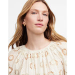 Madewell Embroidered Shirred Puff Sleeve Top Blouse Floral Eyelet Cream XXS NWT Photo 3