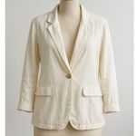 H&M Linen Blend Long Sleeve Notch Lapel Single Breasted Blazer White Large Photo 0