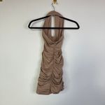Babyboo Taupe Nude Dominique Ruched Mini Dress Size Small Halter Sexy Bodycon Photo 7