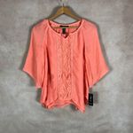 Style & Co . Coral Embroidered Asymmetrical Gauze Top NWT XS Photo 5
