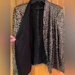 ZARA  Open Front Gold Sequin‎ Black Lining Tuxedo Blazer Jacket Size Small Photo 14