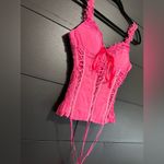 Renaissance Vintage Full Breast Hot Pink Tie Corset Tank Top Women’s Sz M EUC Size M Photo 1