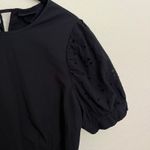 Who What Wear , Eyelet Peplum Top, Black, 100% Cotton, Puff Sleeve Blouse Photo 6