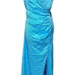 Retrofete Women's Halter Neck Rhinestone Gown Blue Size S Formal Photo 0