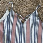 Verty  Women’s Striped Pink White Blue Wrap Mini  Dress Sz Large Photo 9