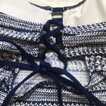 Splendid  Halter Striped Scoop Neck Tie Back Tankini Top Size Small White Blue Photo 7