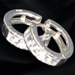 Baguette Cut CZ Diamond Hoop/Huggie Earrings Silver Photo 4