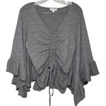 Earthbound  Gray Ruched Top Women's Medium boho minimal indie festival granola Photo 0