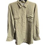 Everlane The Washable Silk Relaxed Button Down Shirt Covert Green Size 14 Photo 0
