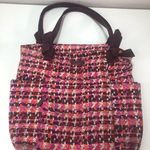 Vera Bradley Hadley Tote Purse Bag Pink Plaid Picnic Boho Art VBL16 Tweed Photo 0