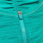 Athleta  | Blue Green Thin Stripe Quarter Zip Ruched Sleeve Performance Top, L Photo 4