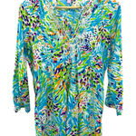 Lilly Pulitzer  Beaded‎ Tunic Top S Bright Tropical Cotton Boho Beach Coverup Photo 0