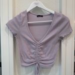 Paper moon Lavender Ribbed Ruched Drawstring Crop Top Women’s Small Made in USA Photo 1