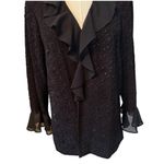 R & M Richards  Black Ruffled Jacket Silver Sparkles Large L Photo 1
