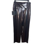 Norma Kamali Anthro gunmetal pencil pants metallized shiny disco size L Photo 2