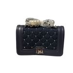 Badgley Mischka  Navy Quilted Studded Crossbody Bag Pearls Chain Strap Photo 2