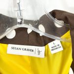 Susan Graver  Large Jacket Brown White Polka Dot Blazer Yellow Lined‎ Ruched 1198 Photo 10